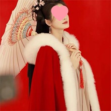 红色斗篷汉服女冬款长款新娘秀禾服披风古装披肩外套加绒加厚保暖