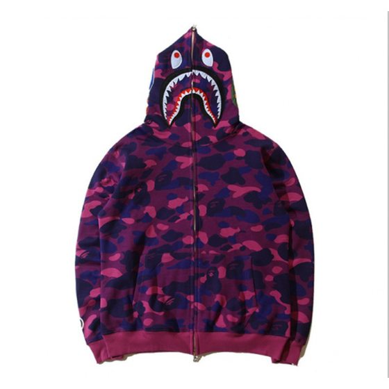 2024 Trendy Brand Same Camouflage Shark Head Jacket 3D Sweater Printed Zipper Hoodie Men's and Women's Sweater Couple Clothes