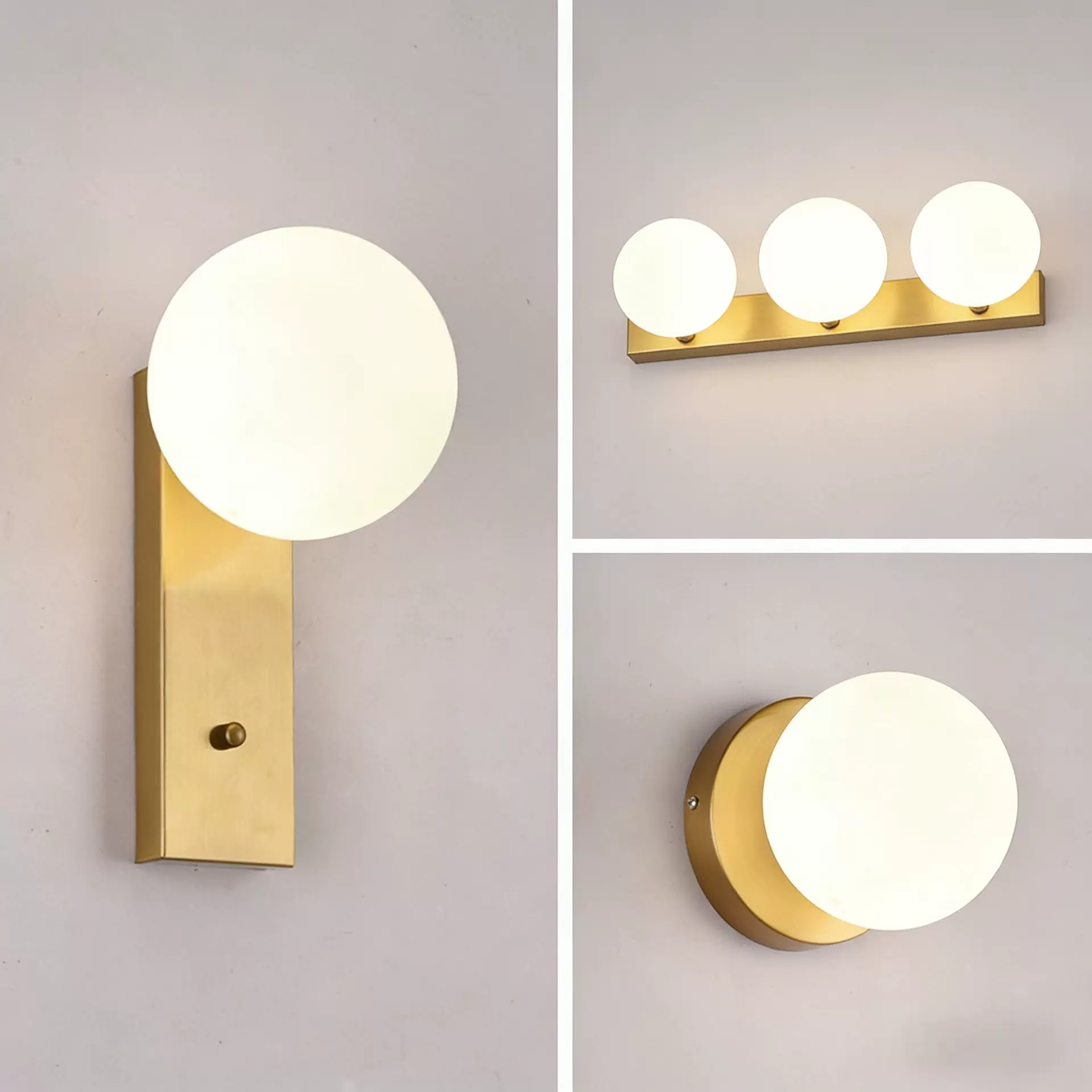 美式简约室内壁灯LED壁灯电镀铜本色卧室床头楼梯后现代床头灯具