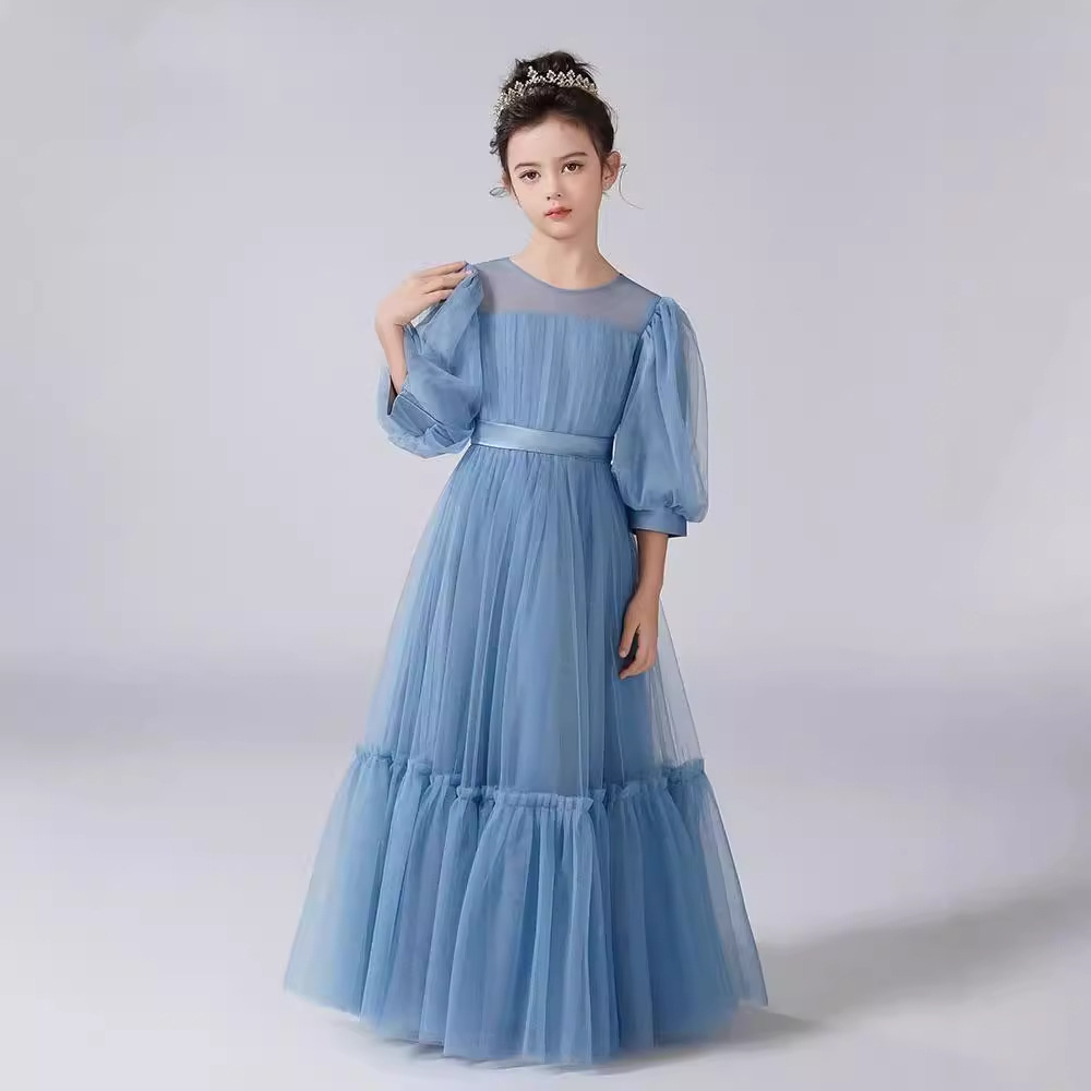 Girls' Prom Dress, Mesh Princess Dress, Fairy-Like Girl's Birthday Tutu Skirt, Piano Performance Host Performance Costume