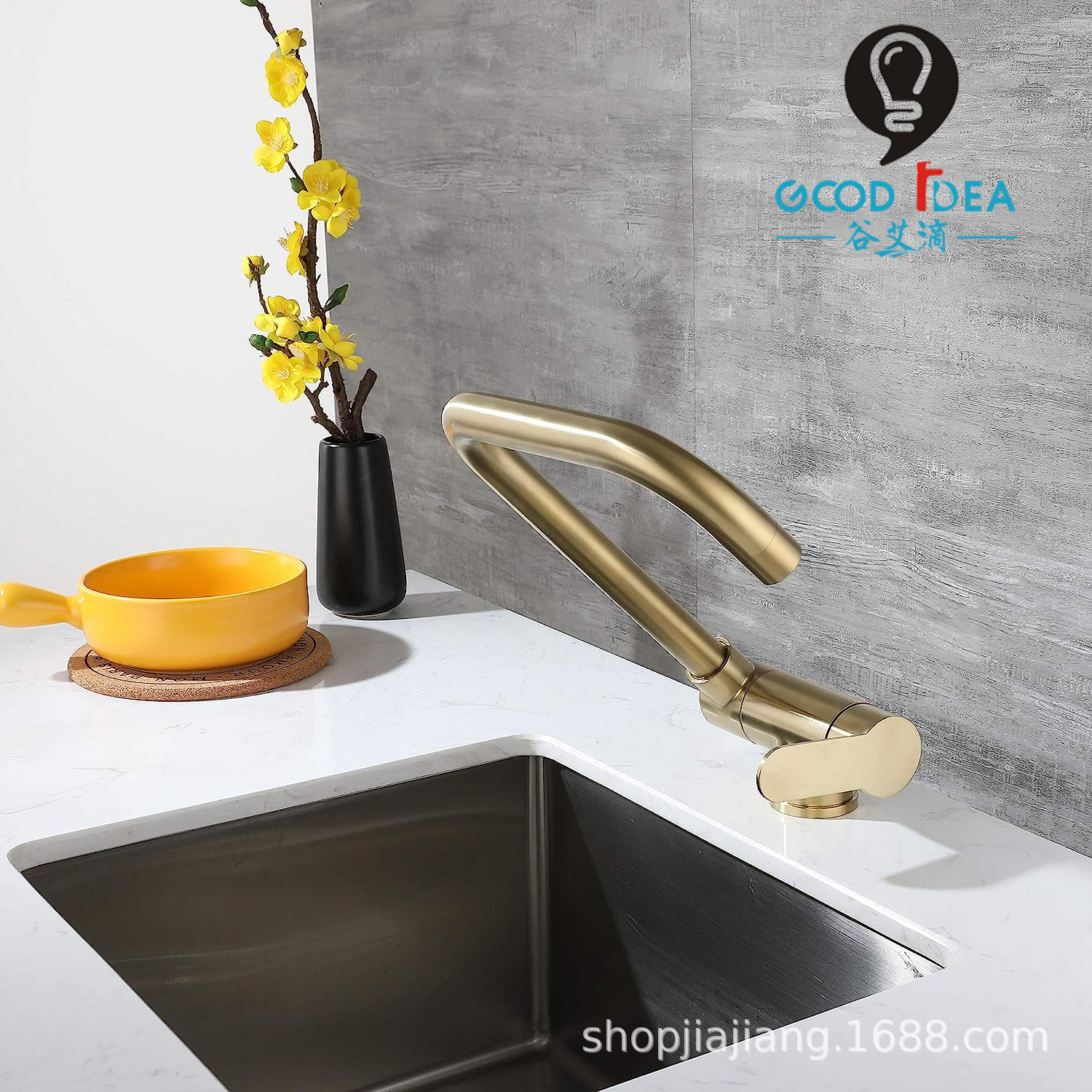 Transfronteriza 304 de acero inoxidable de la cocina de oro ventana interior plegable grifo caliente y fría plegable cuenca vegetal grifo oculto