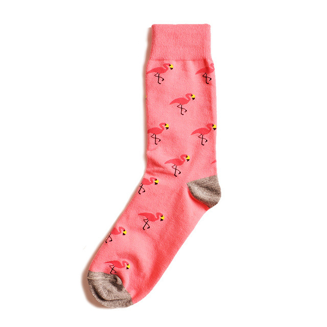 Men's Socks Funny Cartoon Flamingo Dog Guitar Hamburger Leopard Stripe Happy Skateboard Harajuku Street Style