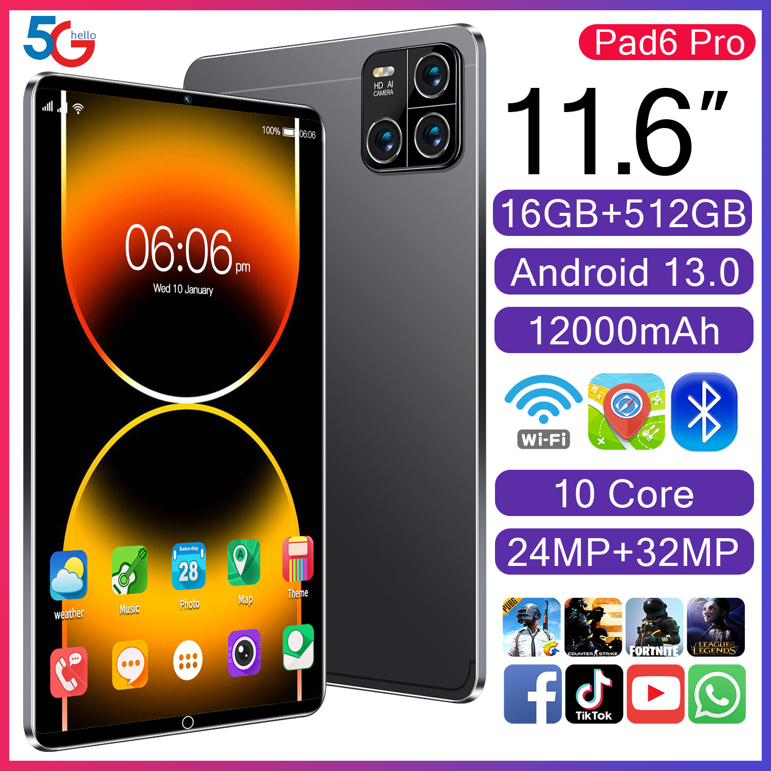 10inch Tablet 2+16 Cross-Border E-Commerce Export Impulse Product Dropshipping Google Android System with Card Insertable