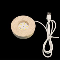 木製発光クリスタルボールベースLEDナイトライト丸型ランプホルダー白色光暖色光USB接続デスクランプ調光可能