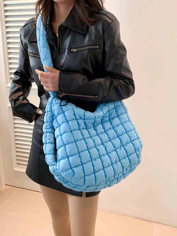 Плющевая сумка через плечо с одной лямкой, вместительная портфель через руку, лёгкий вес 0,4 кг