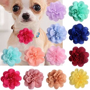 Cross-border foreign trade supply cat dog neck collar decorative fabric flowers 7cm bubble flower pet flower