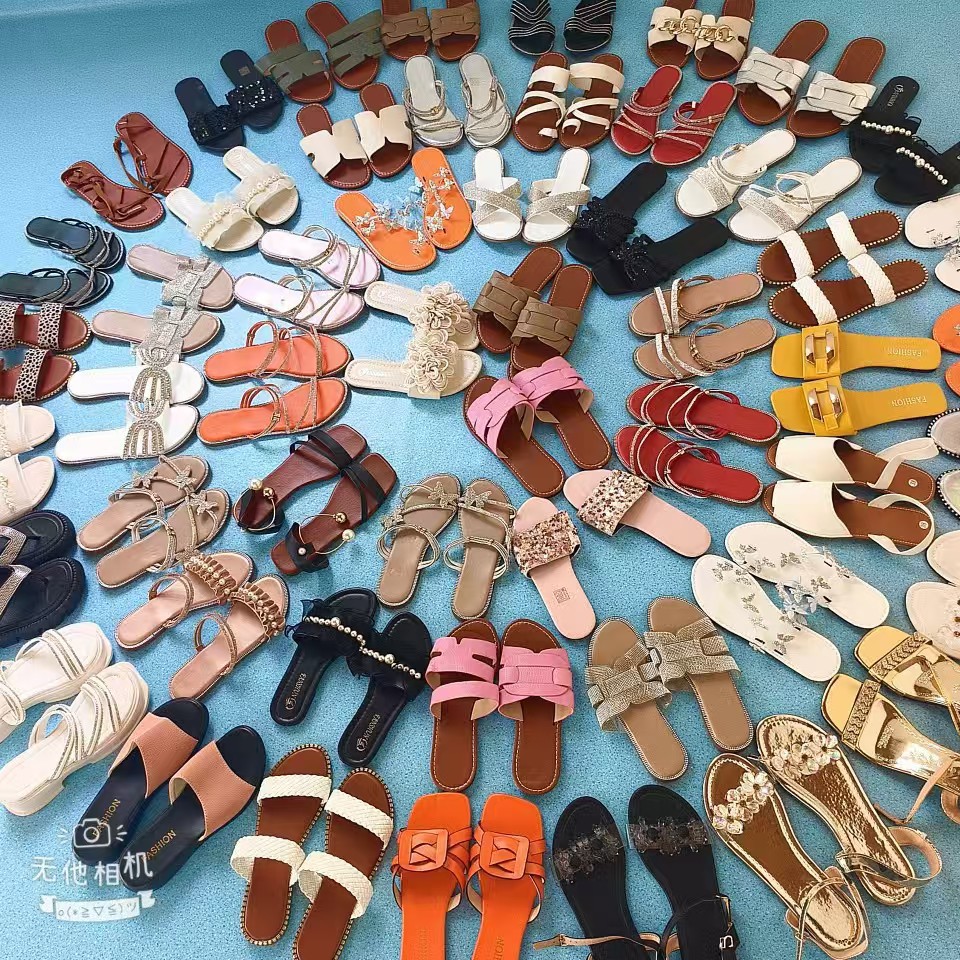 Transfronterizos zapatos de tacones altos para mujeres sandalias de tamaño grande 2024 zapatos de verano nuevos accesorios casuales planos misceláneos