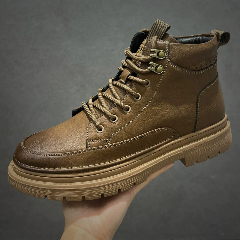 Ботинки Martin мужские осенние и зимние бархатные утолщенные теплые повседневные ботинки кожаные дикие сапоги мужской английский стиль