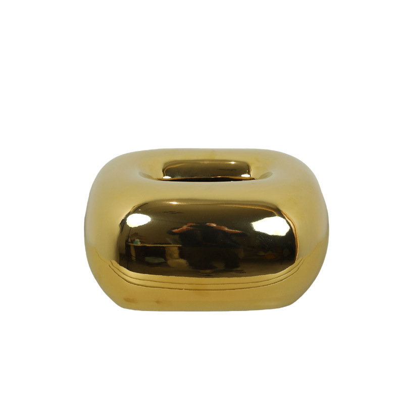 Caja de pañuelos de plata dorada creativa, caja de dibujo de mesa de comedor de sala de estar minimalista moderna, caja de papel de servilleta de dibujo de papel de cerámica para el hogar