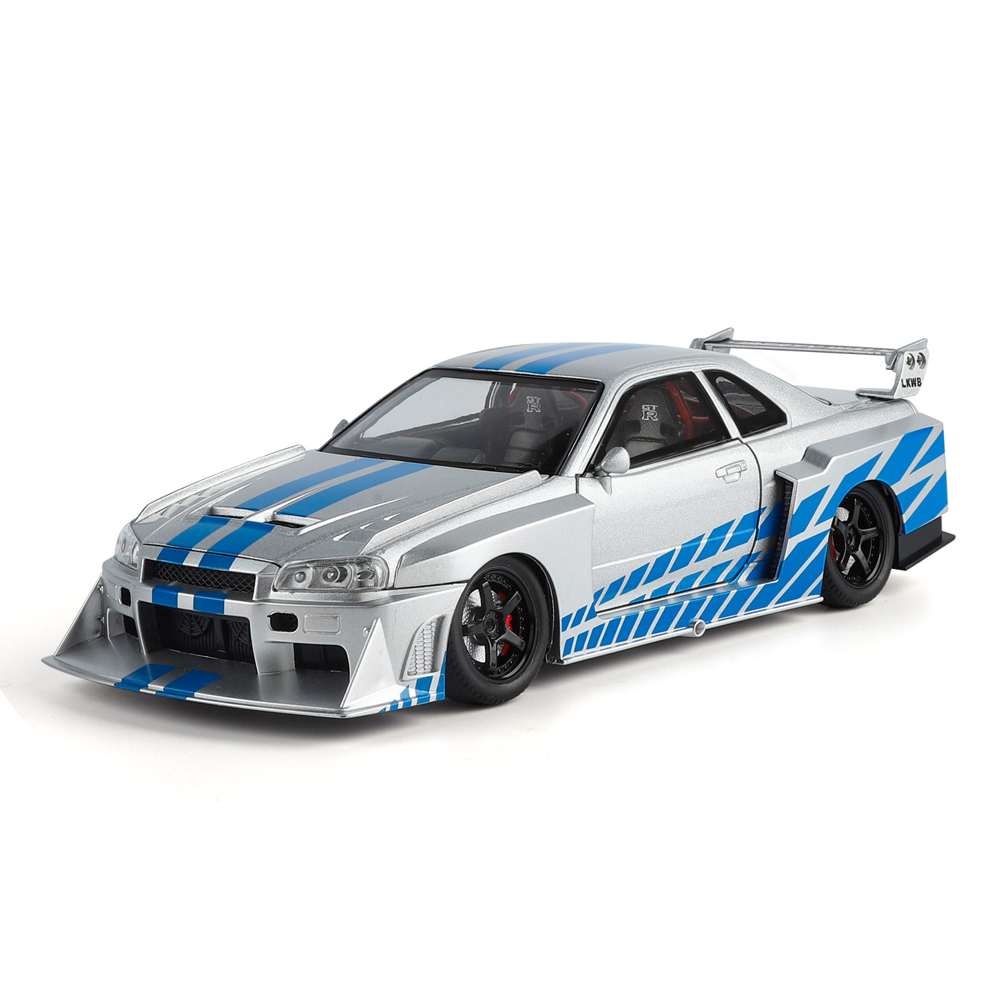 1: 24 GTR modificación modelo de automóvil de aleación retorno de sonido y luz modelo de automóvil tema de disparo accesorios regalo de cumpleaños para niños