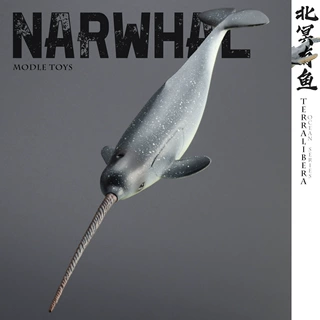 跨境仿真海洋动物模型鲸鱼独角鲸一角鲸海底生物儿童认知玩具礼物