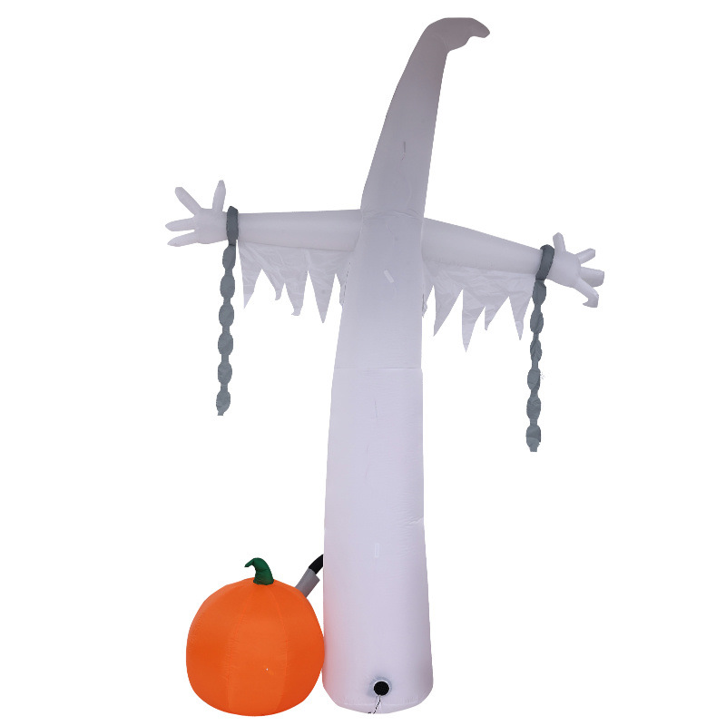 Transfronterizo Halloween nuevo modelo inflable de 3,6 metros calabaza cadena fantasma blanco decoración al aire libre
