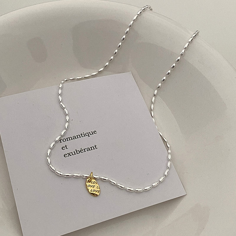 S925 sterling silver rice grain letter necklace Xiahongshu Xiaoshong…