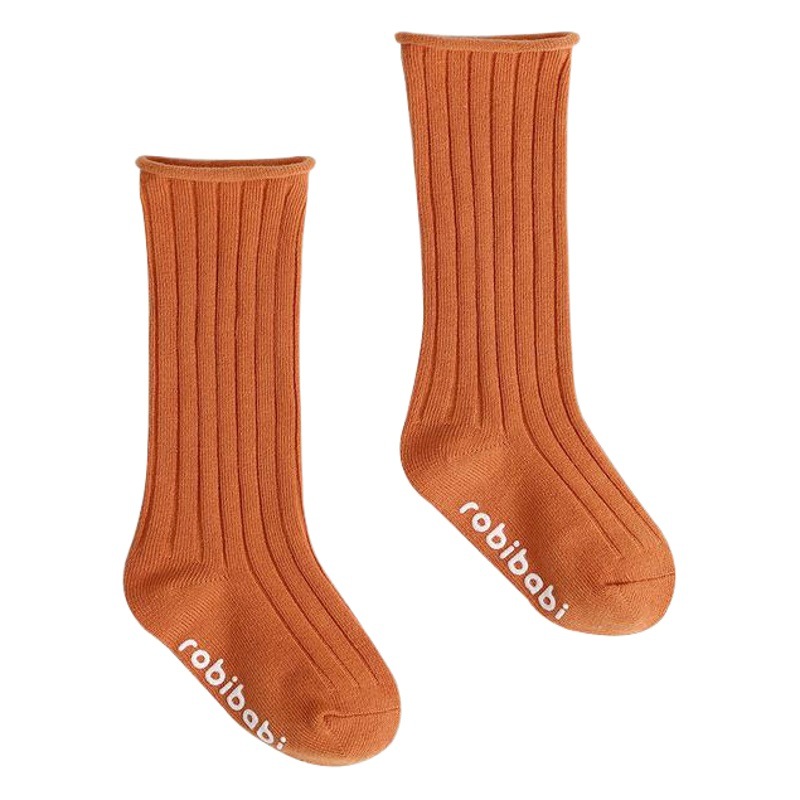 Calcetines de bebé de rayas verticales populares de Amazon para bebés y niños que dispensan calcetines largos de doble aguja calcetines sueltos de media pantorrilla