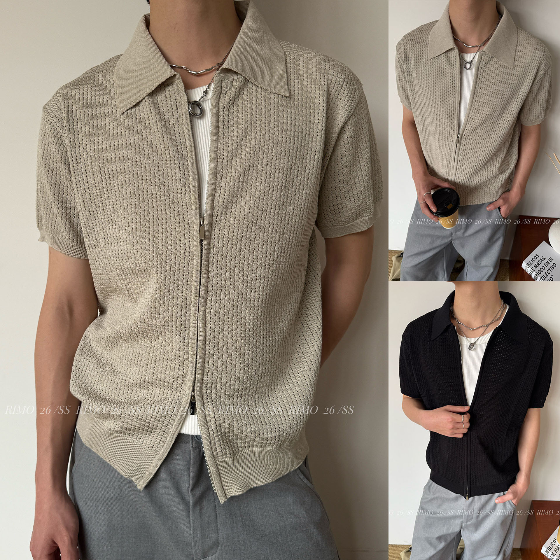 Camisas de polo de manga corta de estilo antiguo, camisetas de jersey de hombre con solapa, texturas de seda de hielo, camisetas de verano, fábrica transfronteriza al por mayor