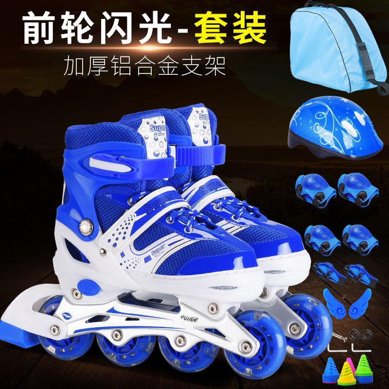Children's Roller Skates Full Set Men's and Women's Roller Skates Inline Skates for Beginners 3-5-6-8-10 Years Old Beginners