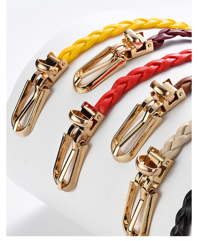 Nuova cintura intrecciata decorativa annodata in stile coreano alla moda da donna, piccola cintura color caramella, cintura con fibbia a clip semplice e personalizzata_voghion.com
