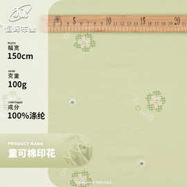 涤纶印花面料 100g梭织云朵棉平纹绒感磨毛布 春夏家居服服装面料