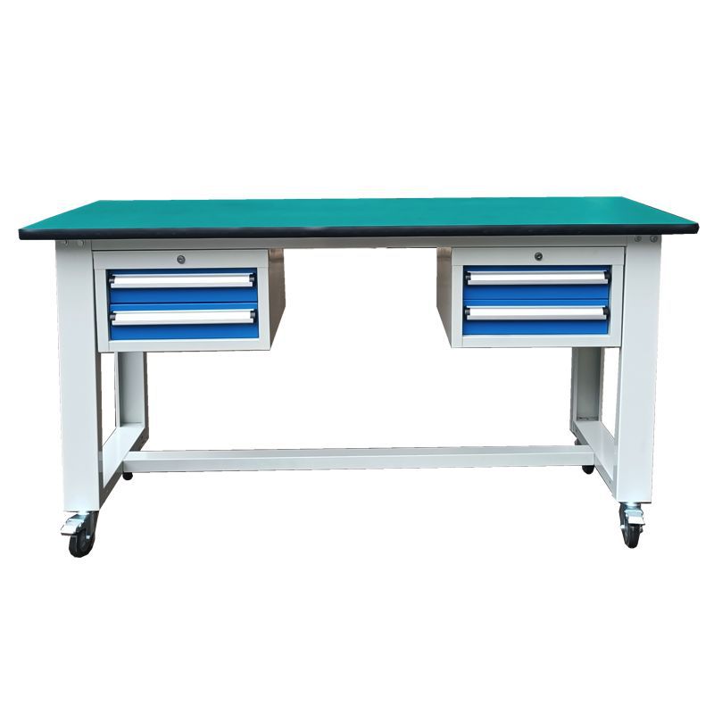 车间移动工作台复合台面防静电台面 双吊柜4抽万向轮带刹车工作台