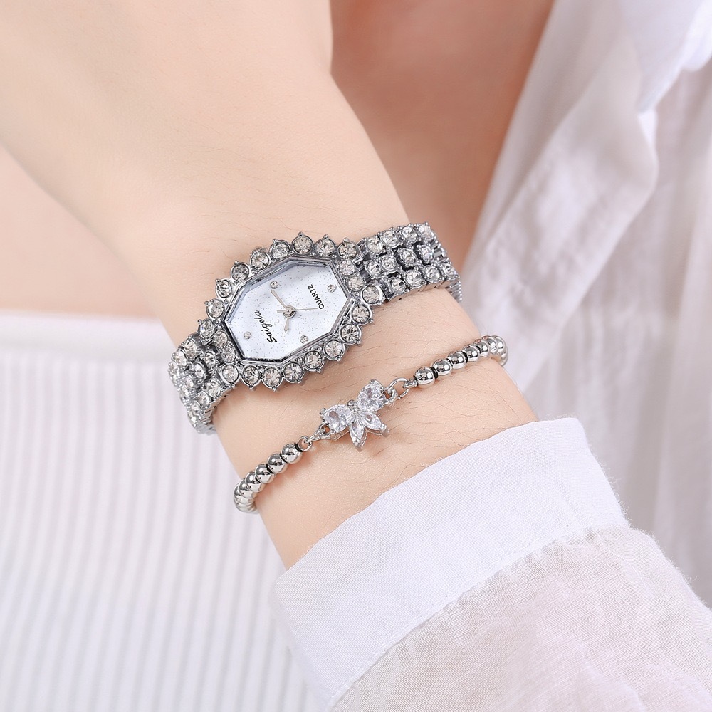 vendita calda orologio a catena orologio quadrato pieno di diamanti orologio da donna moda casual orologio stellato_voghion.com