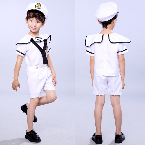 Children's Chorus New Style Military Uniform Sailor Performance Boys and Girls Children's Small Navy Infant Sailor Dance Performance Suit Set 
