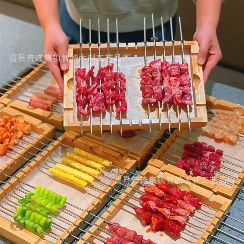 Solid Wood Barbecue Plate, Restaurant Skewer Plate, Lamb Skewer Plate with Grooves, Serving Plate, Bamboo Square Skewer Plate Solid Wood Barbecue Plate, Restaurant Skewer Plate, Lamb Skewer Plate with Grooves, Serving Plate, Bamboo Square Skewer Plate