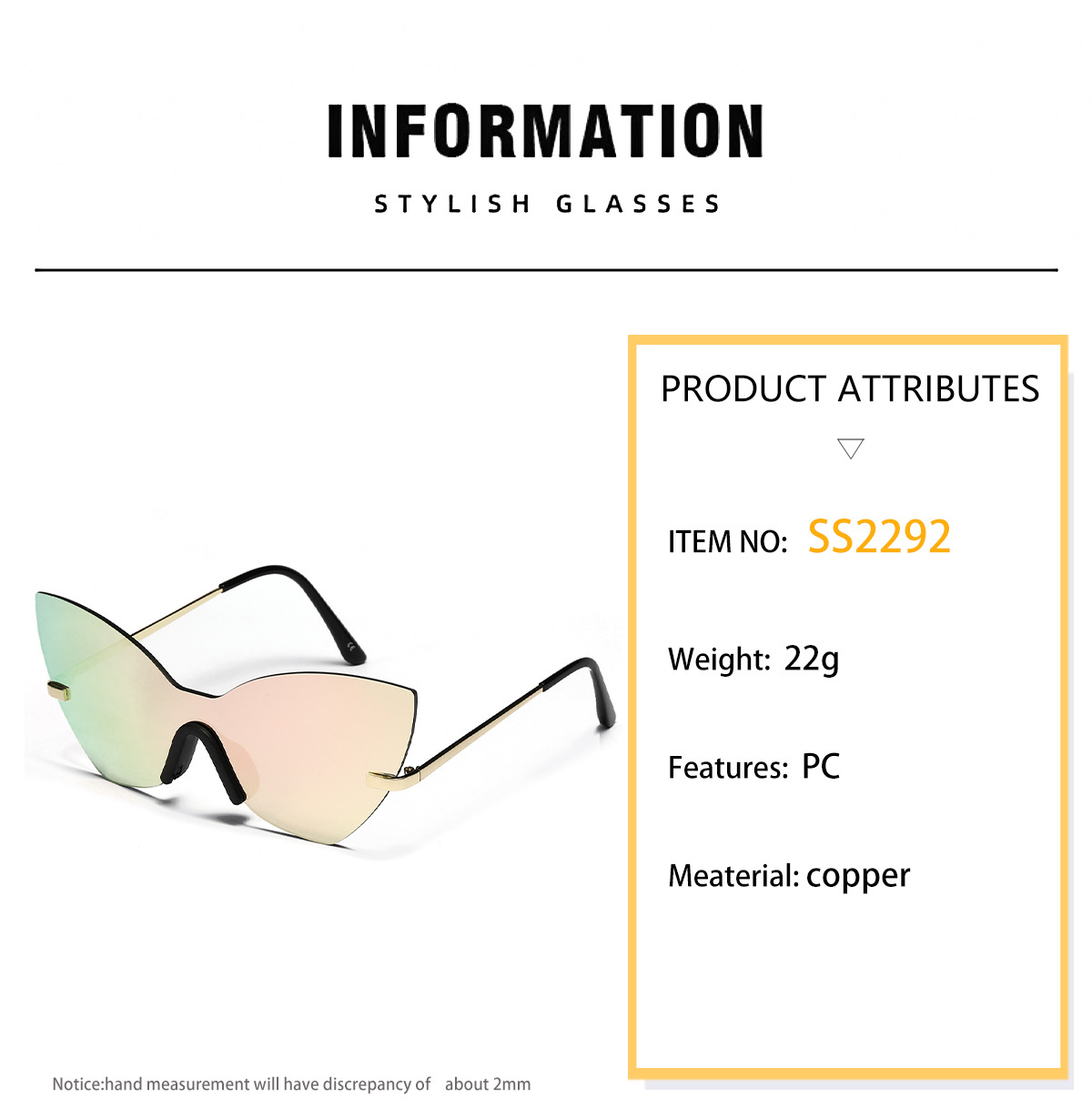 Fashion Frameless Colorful Funny Cute Pink Sunglasses Wholesale display picture 2