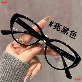 拉德方圆复古美圆脸素颜平光百蓝光个性眼镜平光眼镜显防框架搭瘦