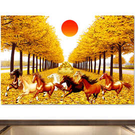 黄金满地挂画摇钱树图片秋天大丰收聚宝盆镇宅聚财客厅书房自粘画