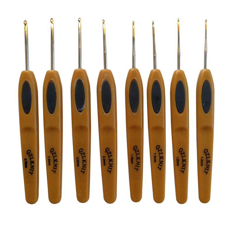 Herramienta de tejido, aguja de suéter, mango de plástico de color, ganchillo de aluminio, ganchillo de cuero suave, juego de 8 bolsas