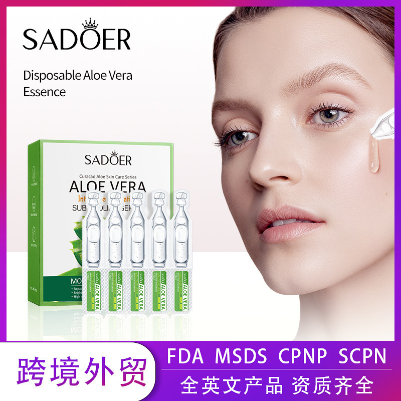 Full English Aloe Vera Rejuvenating Second-Pulse Essence Sadoer Hydrating and Moisturizing Essence Cross-Border Foreign Trade Wholesale