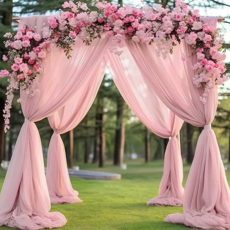雪纺拱门婚礼纱幔草坪婚庆活动户外装饰垂幔婚庆帷幔桌旗布置跨境