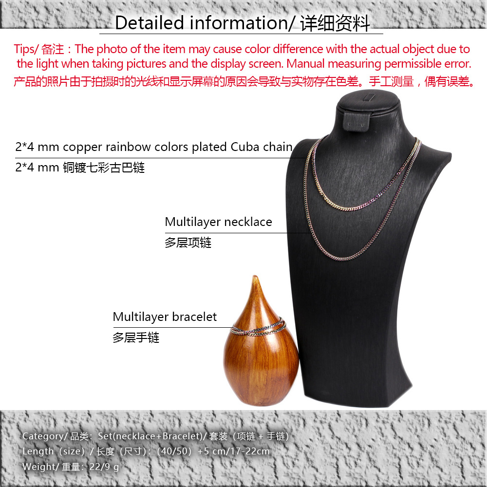 Fashion Double-layer Cuban Chain Necklace Earrings Set display picture 14