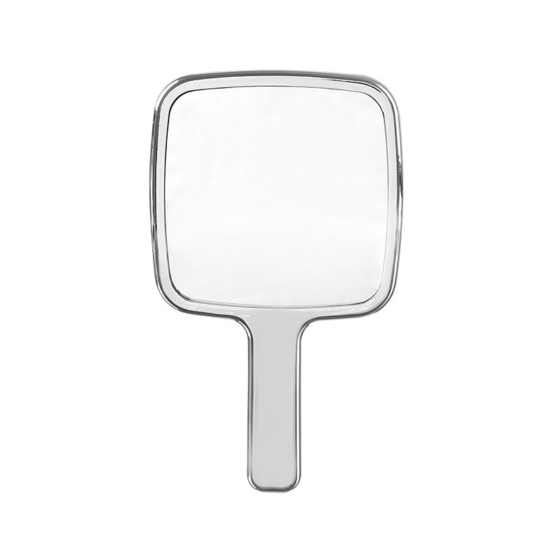 Espejo de maquillaje portátil de mano, mini espejo de mano plateado ondulado de agua