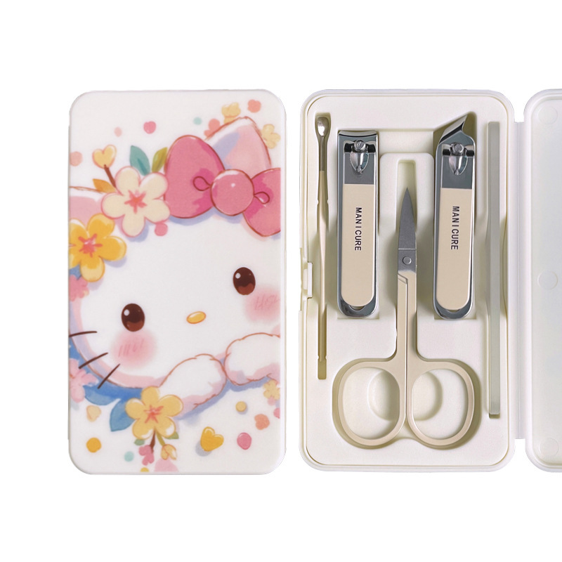可爱Kitty猫指甲刀套装学生卡通便携指甲剪指甲钳美甲工具全套盒|undefined