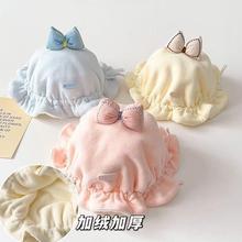 婴儿帽子秋冬保暖加厚季纯棉婴幼儿初生宝宝渔夫帽新生儿胎帽加绒