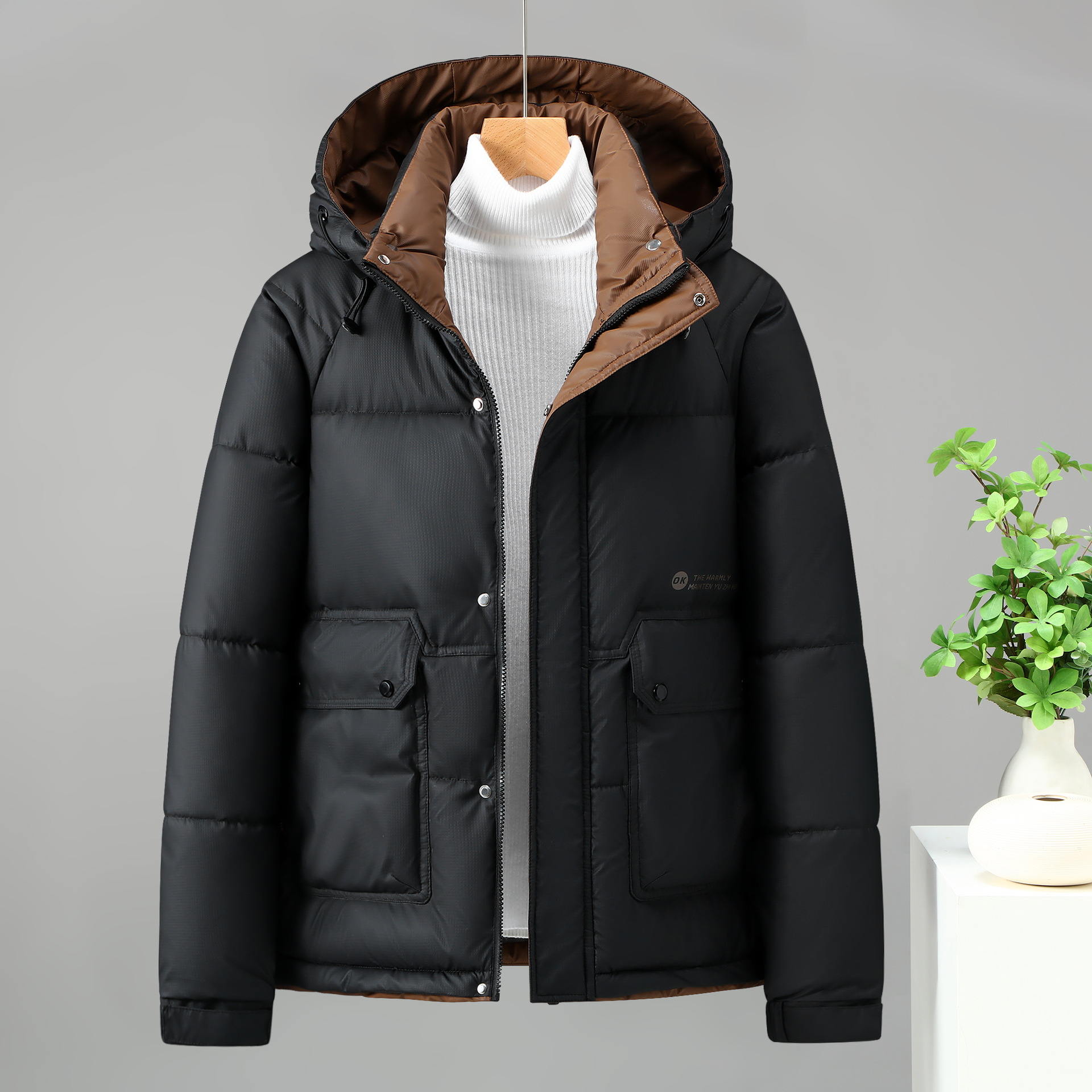 Men's Down Jacket With Stand Up Collar For Winter Urban Style_voghion.com