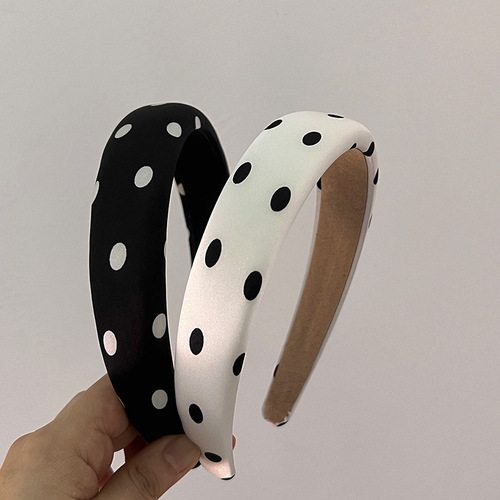 French-style sponge headband retro polka dot high-top outdoor head hoop hair clip internet-famous versatile elegant headwear
