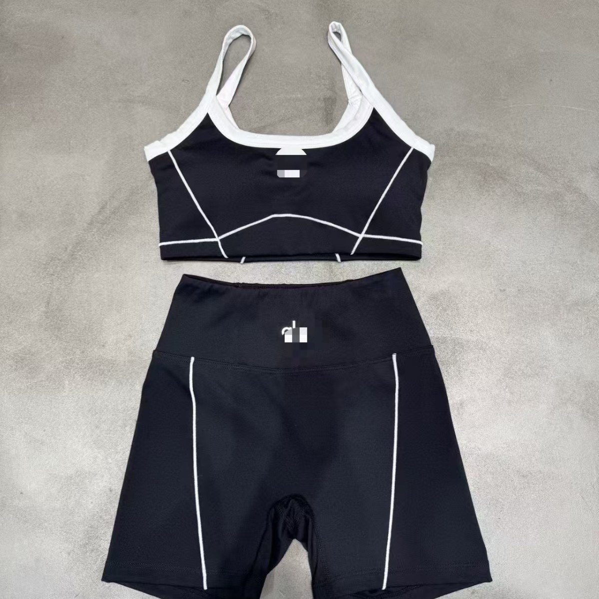 Al26 verano nuevo desnudo con cojín de pecho ropa interior correa de hombro bra de color contraste pantalones cortos chaqueta de mujer