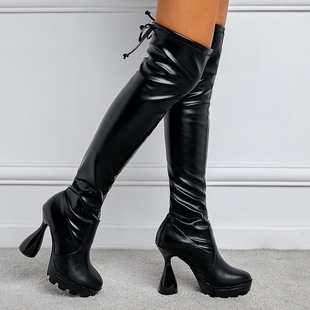 suede Boots��ɫHeel��月A�^�k�����ļ��߸��^ϥѥ���LͲѥŮ