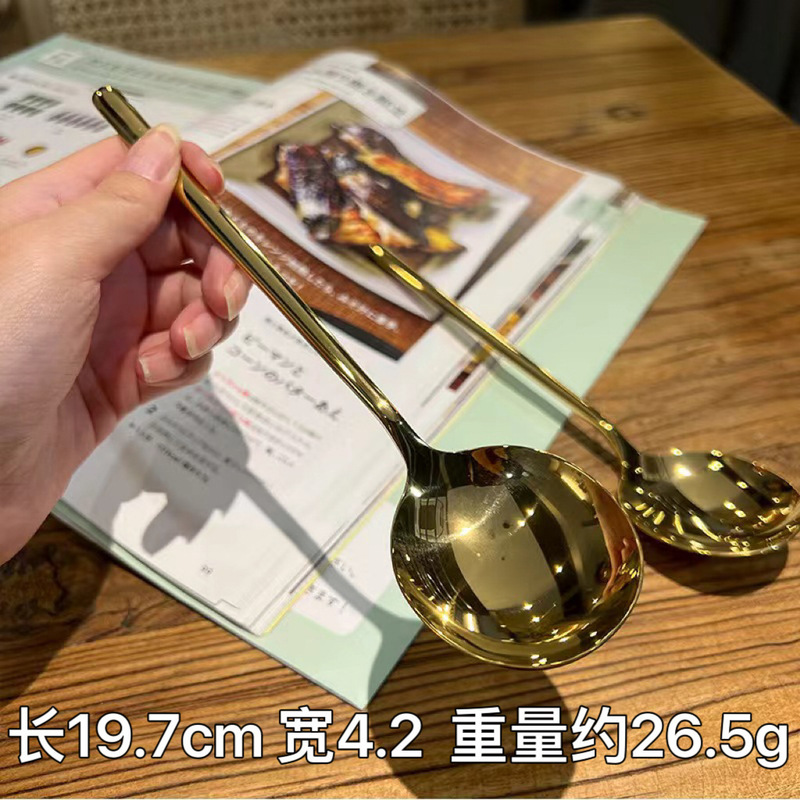 ステンレス韓国丸スプーン、ロングハンドル韓国スプーン、家庭用スプーン、レストランライススプーン、スイカスプーン、スプーン|undefined
