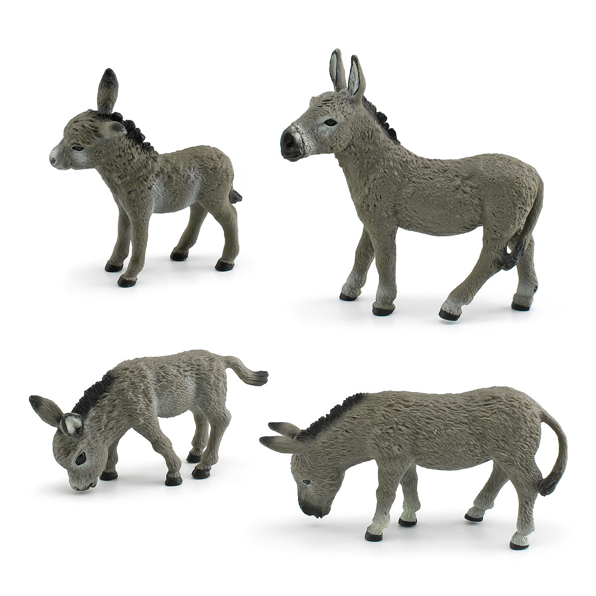 Comercio exterior simulación animal burro modelo decoración gris burro sólido estático juguete cognitivo para niños hecho a mano