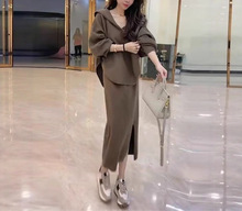 大码女装时尚拼接连帽春秋季新款休闲胖MM韩系半身裙两件套装2025