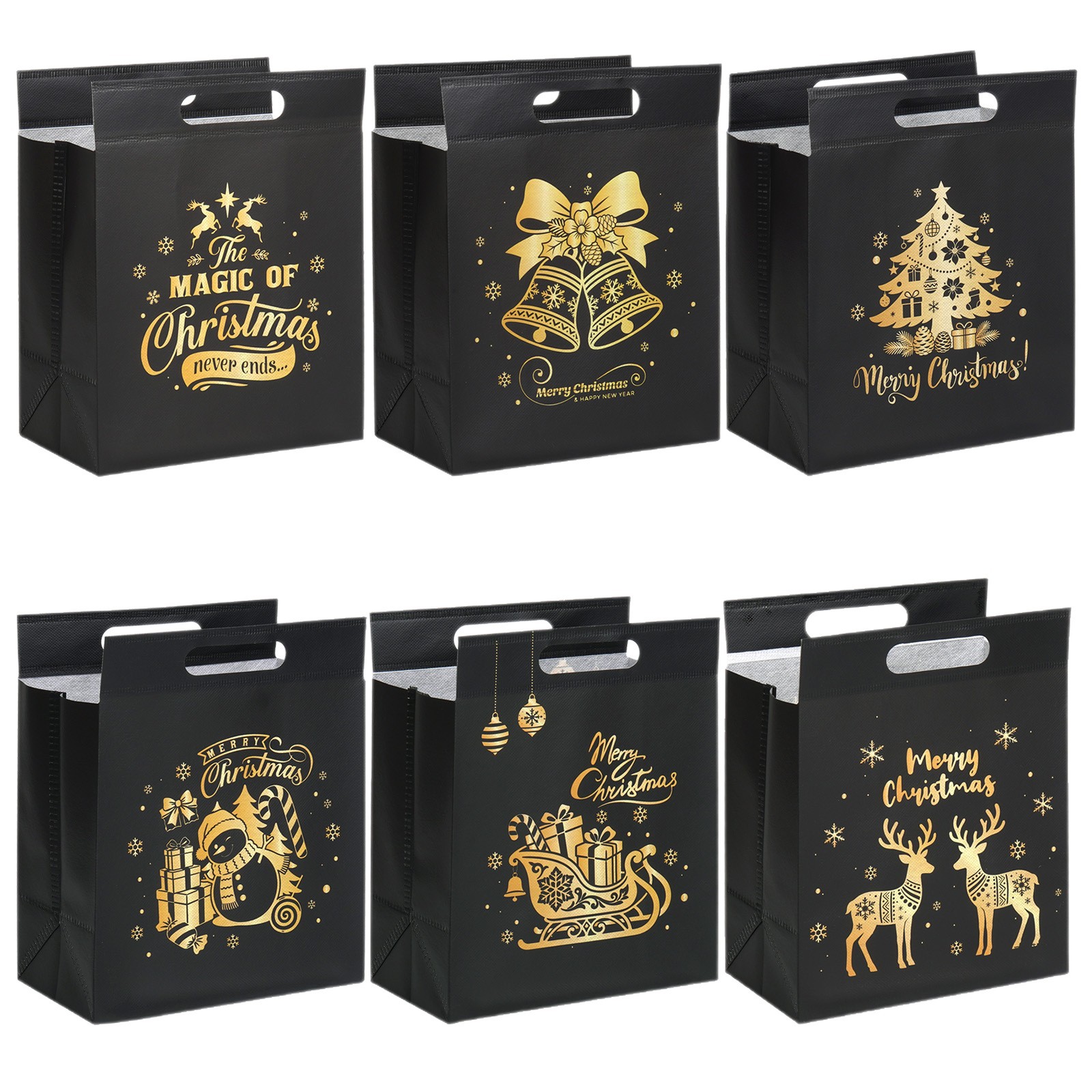 Bolsas de Navidad negras personalizadas bolsas de regalo de acompañantes de negocios embalaje de fiesta bolsas de tela al por mayor