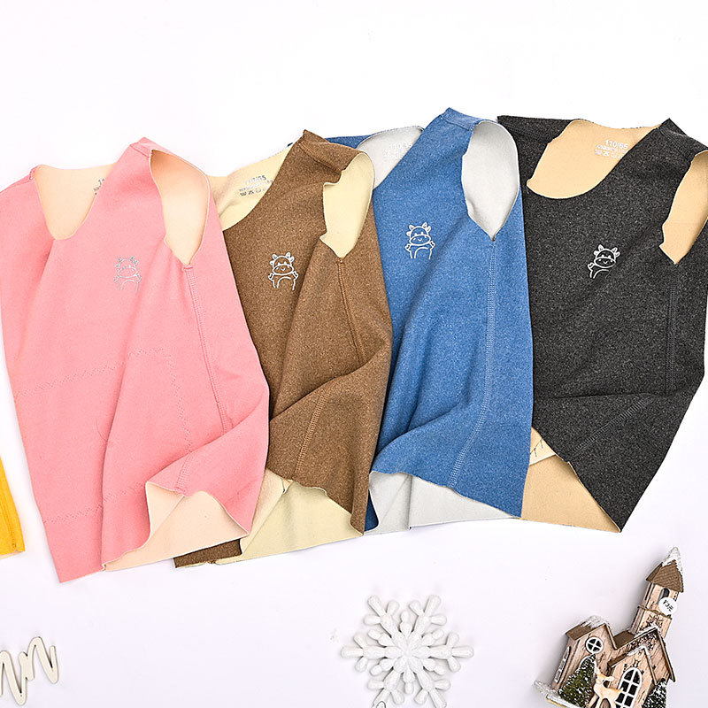Chaleco de protección del vientre para niños Otoño e Invierno parche de niños Chaleco de fondo chaleco cepillado de doble cara para niñas camisa de fondo bebé