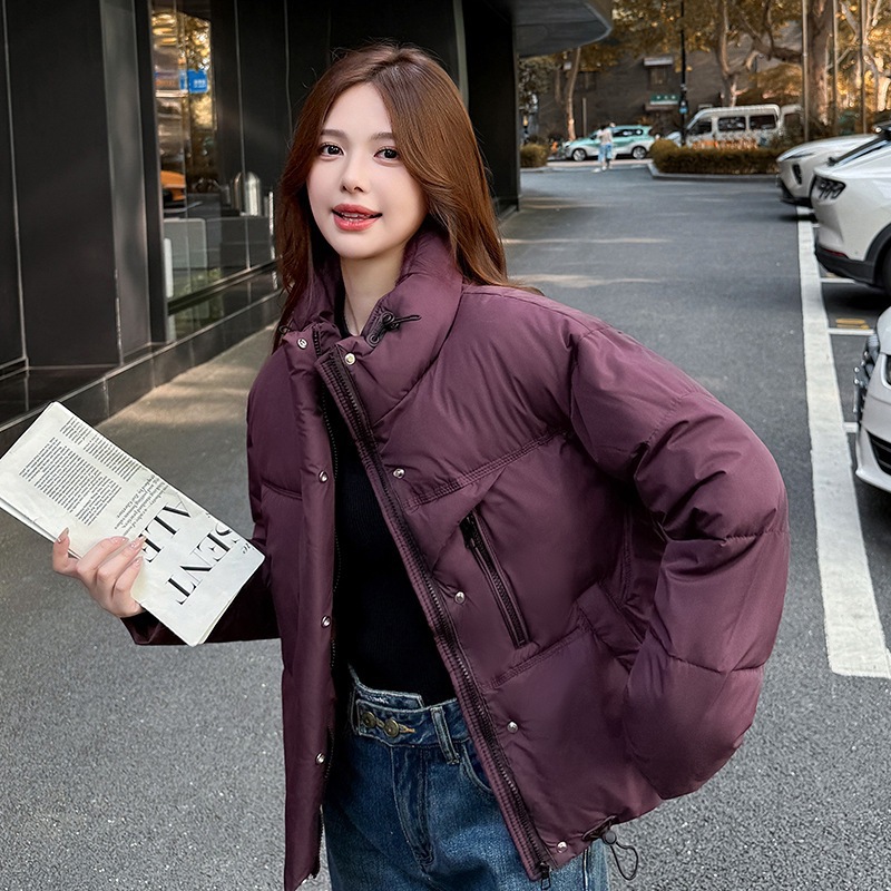 Comercio exterior ropa de algodón para mujeres de cuello corto chaqueta de algodón casual holgada coreana hombre pequeño invierno 2025 nuevo image 3