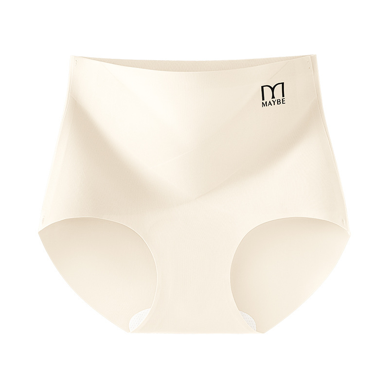 Ropa interior de cintura alta, pantalones de piel de leche con entrepierna antibacteriana para mujer, abdomen invisible sin costuras, sin caderas, calzoncillos transpirables de seda de hielo para mujer