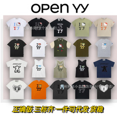 スポット韓国openyy半袖女性kitty猫連名tシャツ純綿プリントゆるいベスト愛文字夏