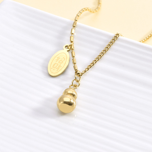 Peach Blossom Talisman Wealth Attracting New Chinese Style Titanium Steel Necklace and Bracelet, Lightweight Luxury High-end, Non-fading, Factory Wholesale