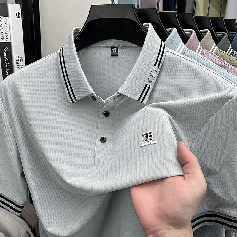 Short-Sleeved Polo Shirt for Men, Summer Lapel Pullover, Casual and Stylish Half-Sleeve Fashion Short-Sleeved T-Shirt for Young and Middle-Aged Men